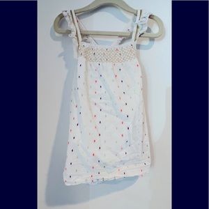 Cute white cotton sleeveless top, polka dots,flutter straps. Peek kids. Sz 4.